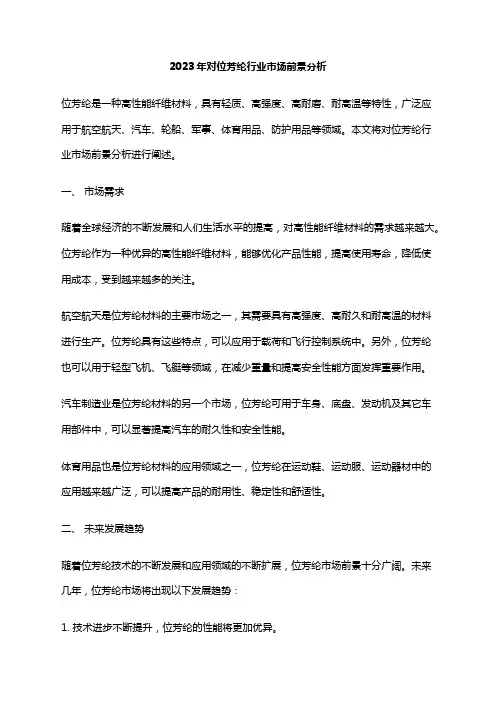 2023年对位芳纶行业市场前景分析