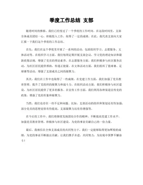 季度工作总结 支部