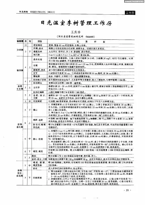 日光温室李树管理工作历