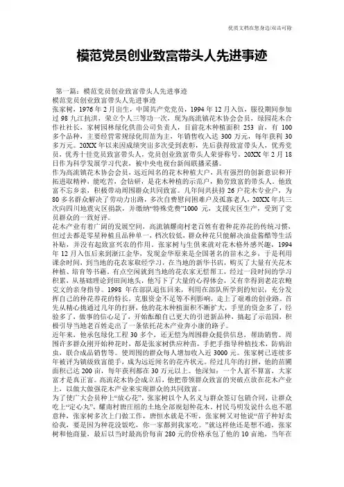 模范党员创业致富带头人先进事迹