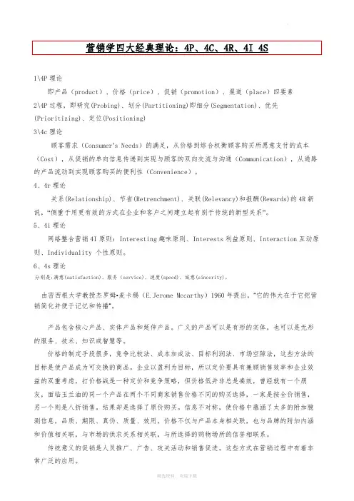 营销学四大经典理论