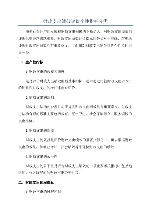 财政支出绩效评价个性指标分类