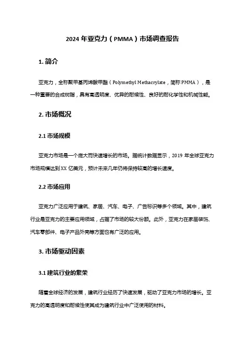 2024年亚克力(PMMA)市场调查报告