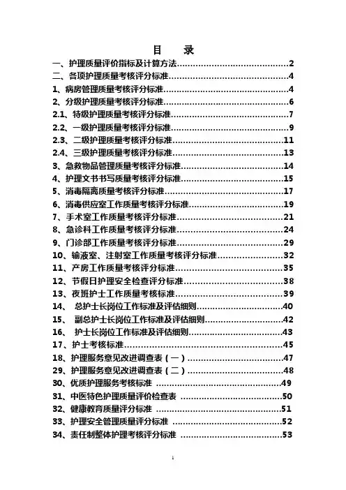 护理质控评分标准