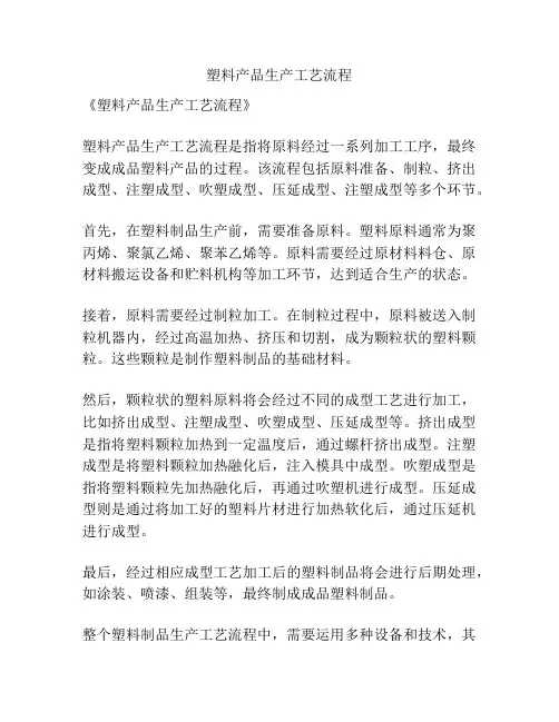 塑料产品生产工艺流程