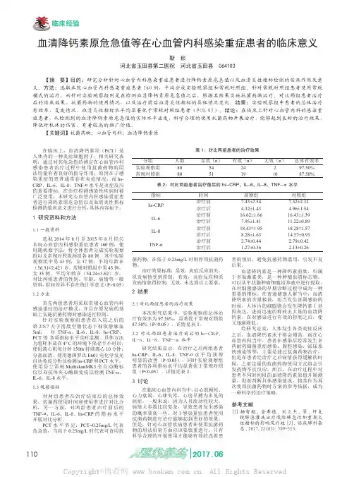 血清降钙素原危急值等在心血管内科感染重症患者的临床意义