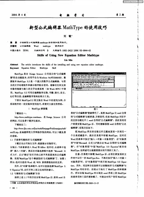 新型公式编辑器MathType的使用技巧