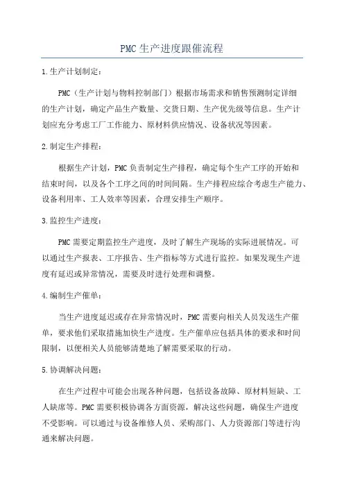 PMC生产进度跟催流程