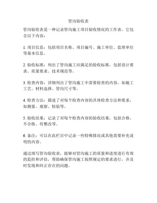 管沟验收表