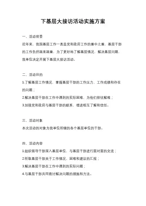 下基层大接访活动实施方案
