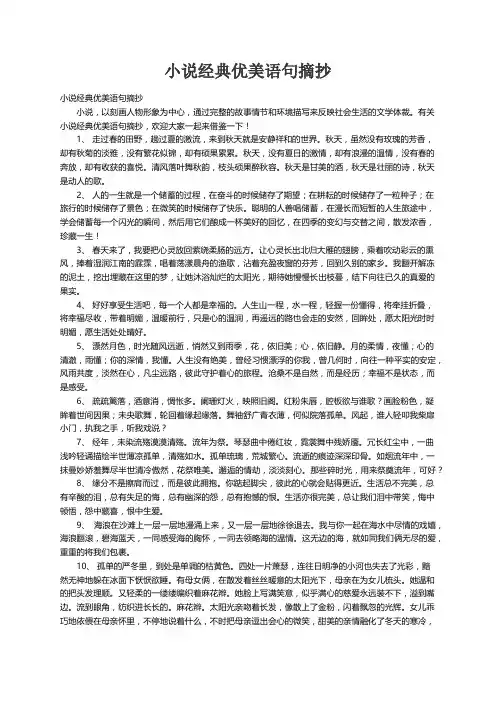 小说经典优美语句摘抄