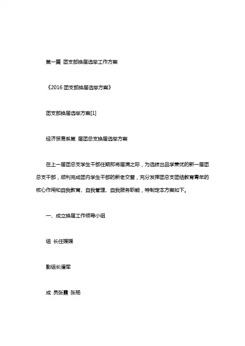 团支部换届选举工作方案
