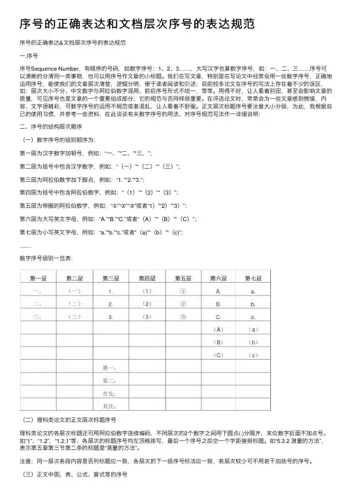 序号的正确表达和文档层次序号的表达规范