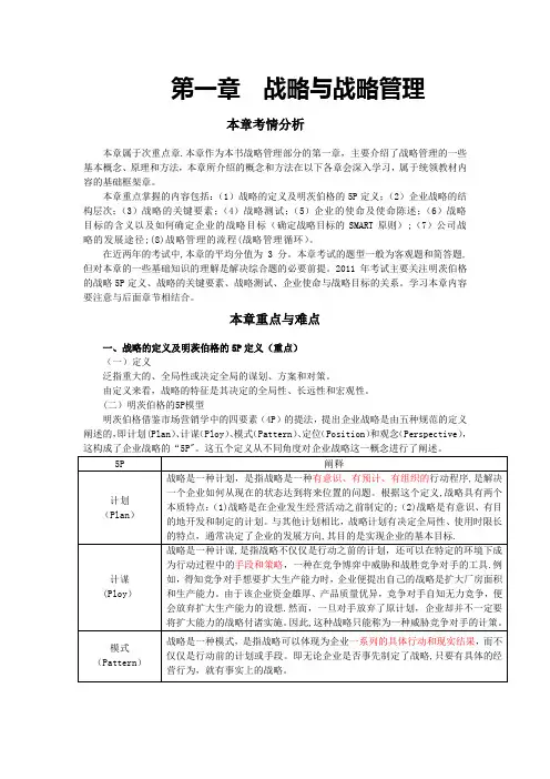 注会战略管理第一章战略与战略管理