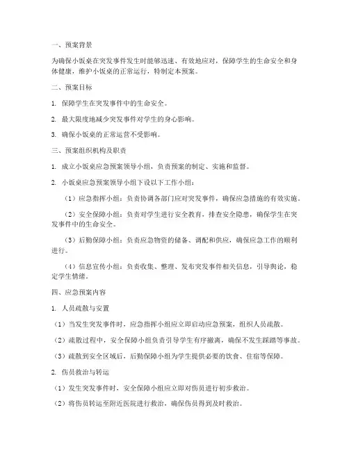 小饭桌应急预案方案