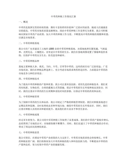 中草药种植工作情况汇报