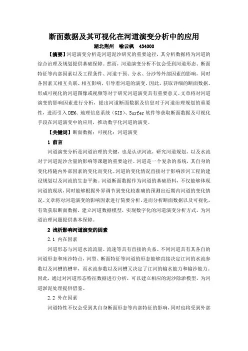 断面数据及其可视化在河道演变分析中的应用