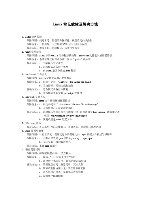Linux常见故障及解决方法