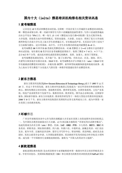 国内十大(ielts)雅思培训机构排名