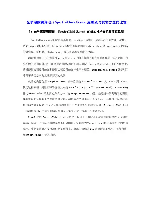 光学薄膜测厚仪 SpectraThick Series 原理及与其它方法的比较