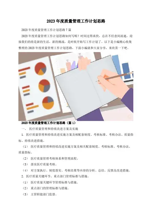 2023年度质量管理工作计划思路