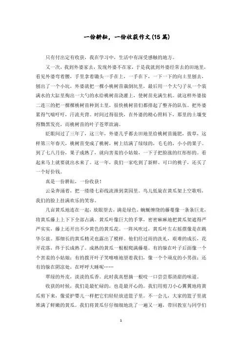 一份耕耘,一份收获作文范文精选