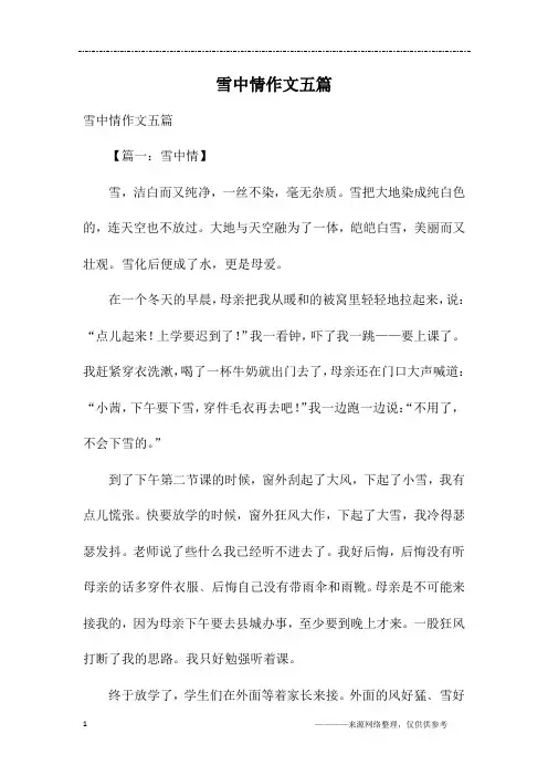 雪中情作文五篇