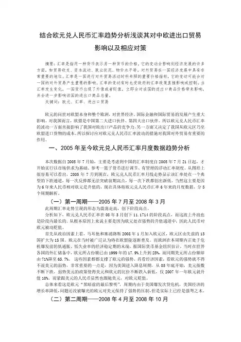 2005年至今欧元兑人民币汇率月度数据趋势分析