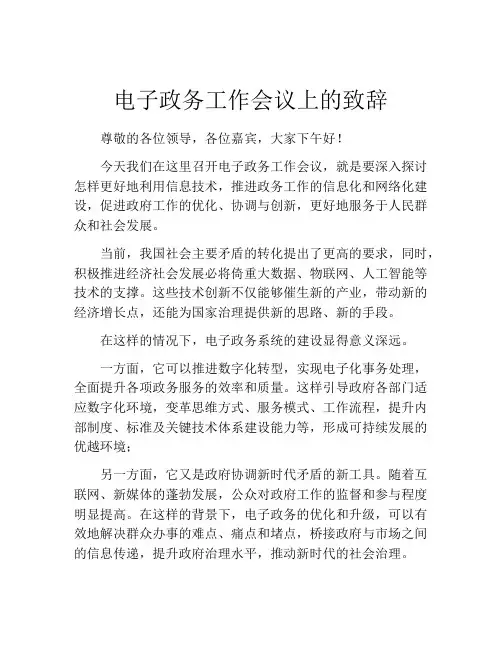 电子政务工作会议上的致辞