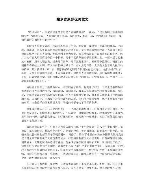 鲍尔吉原野优美散文