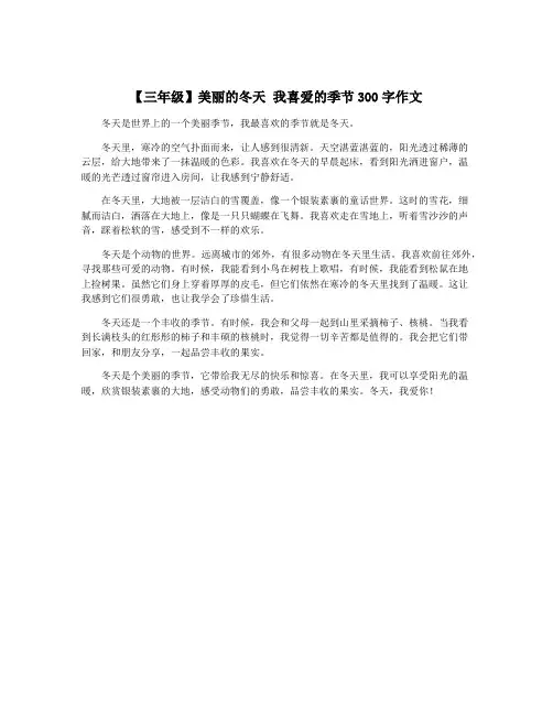 【三年级】美丽的冬天 我喜爱的季节300字作文