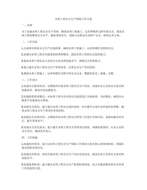 水利工程安全生产保障工作方案