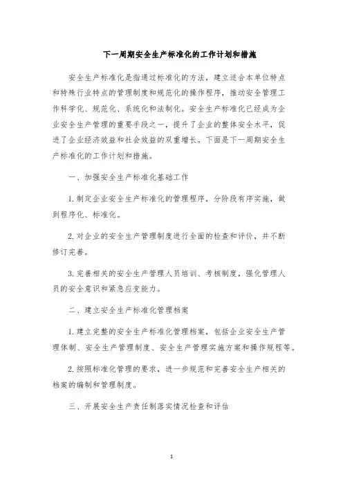 下一周期安全生产标准化的工作计划和措施