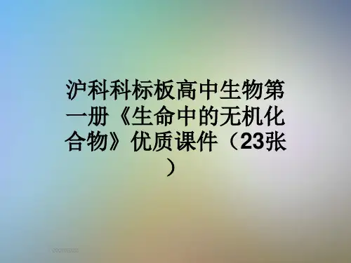 沪科科标板高中生物第一册《生命中的无机化合物》优质课件(23张)