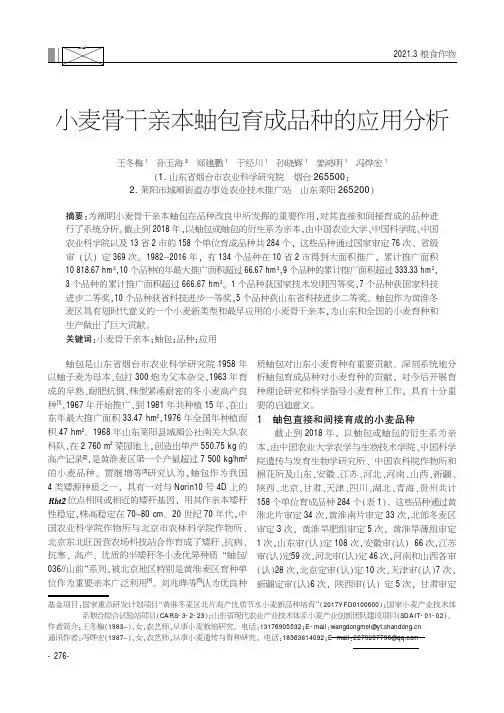 小麦骨干亲本蚰包育成品种的应用分析