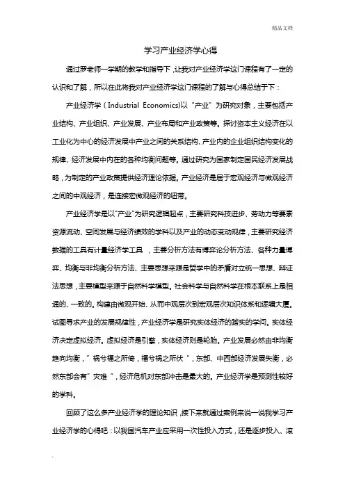 产业经济学心得