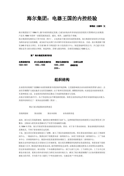海尔集团：电器王国的内控经验