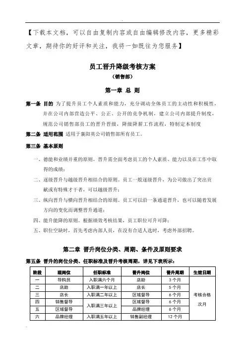 员工晋升考核方案