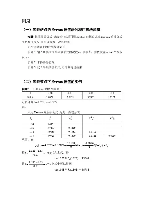 Newton插值多项式的C程序实例