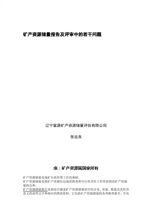储量报告及评审问题