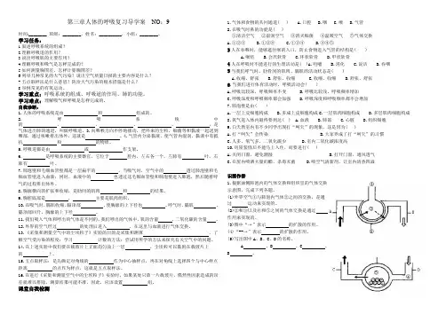 第三章人体的呼吸复习导学案