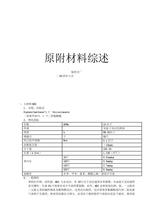 氨纶原辅材料概述