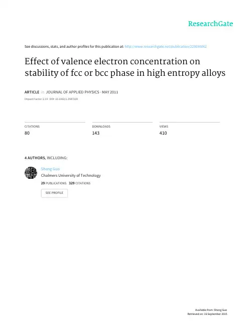 Effect of valence electron concentration on stability of fcc or bcc phase in high entropy alloys