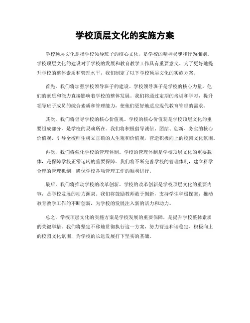 学校顶层文化的实施方案
