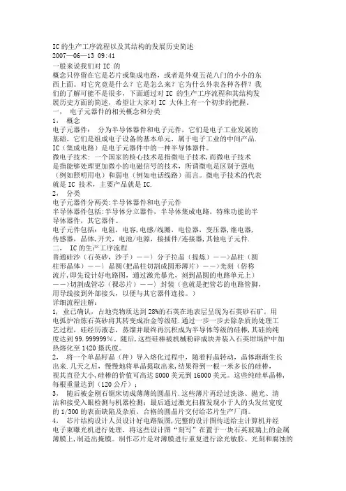 IC的生产工序流程以及其结构的发展历史简述