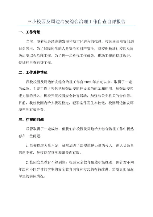 三小校园及周边治安综合治理工作自查自评报告