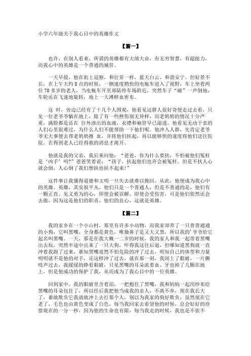 小学六年级我心目中的英雄作文
