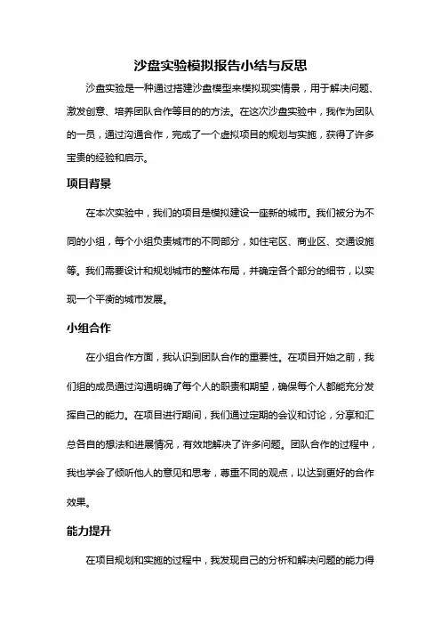 沙盘实验模拟报告小结与反思