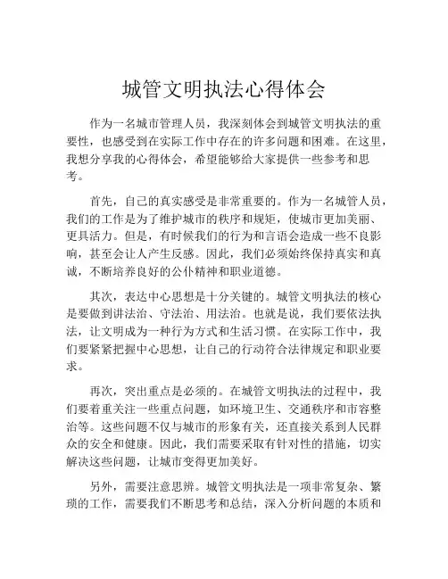 城管文明执法心得体会