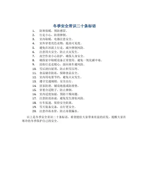 冬季安全常识二十条标语